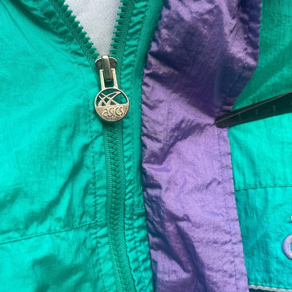 💜💚 Vintage ASICS 90s Windbreaker – Teal & Purple – Unisex M - Picture 7 of 8